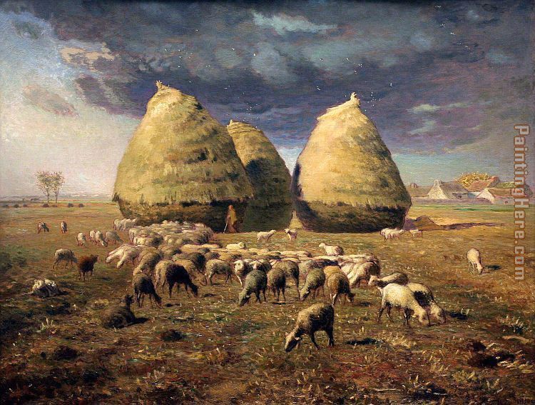 Haystacks Autumn painting - Jean Francois Millet Haystacks Autumn art painting Haystacks Autumn painting - Jean Francois Millet Haystacks Autumn art painting